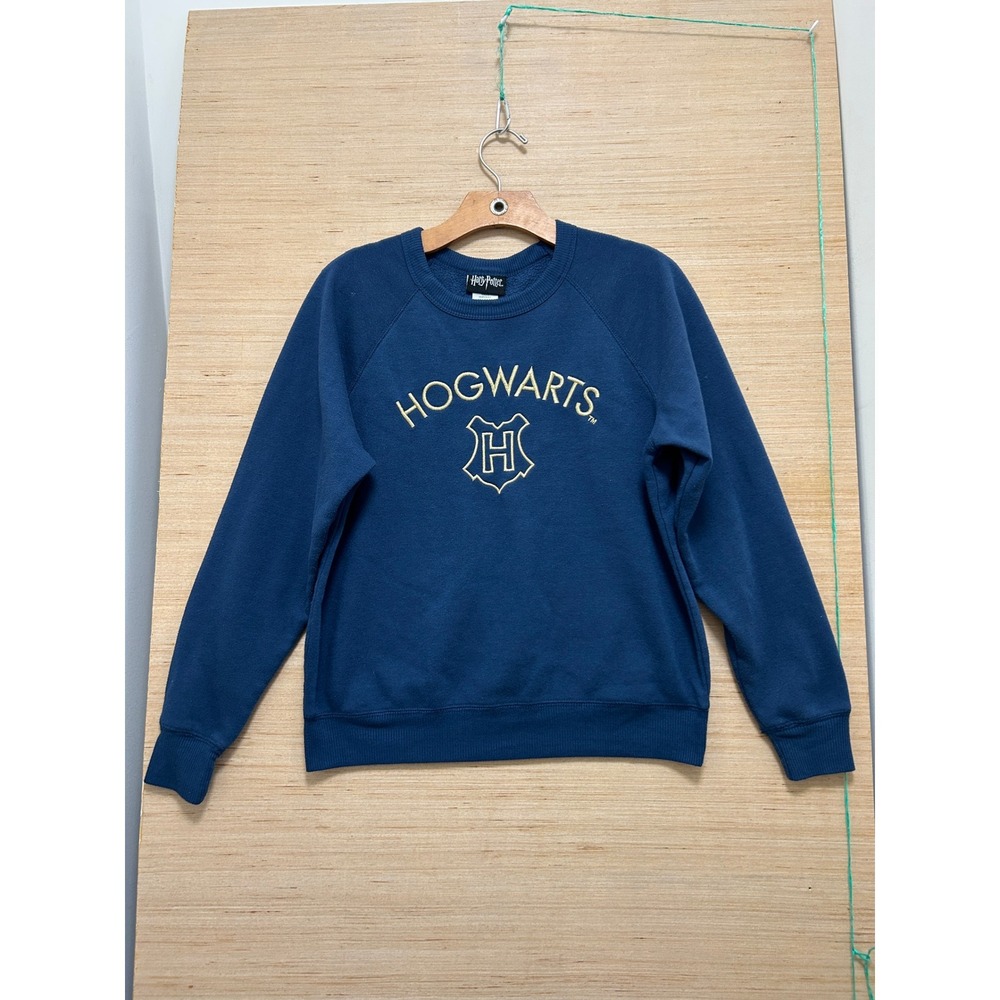 Harry Potter Hogwarts‎ Sweatshirt Navy Blue Gold Embroidered Crest Small